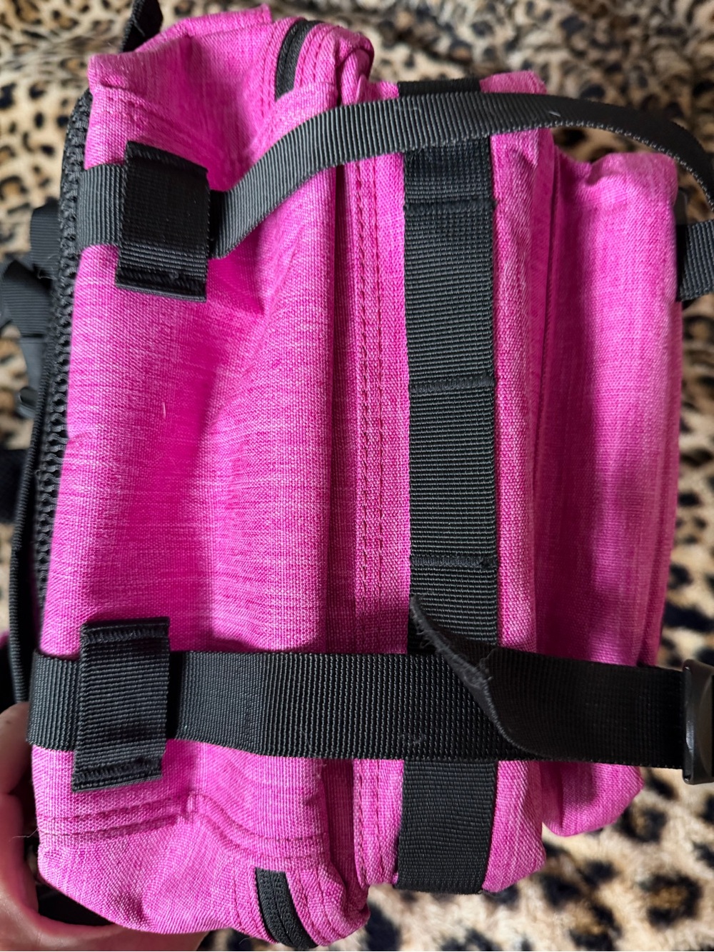 Pink Tactical-Style Backpack with Winged Skull Patch - Picture 4 of 8